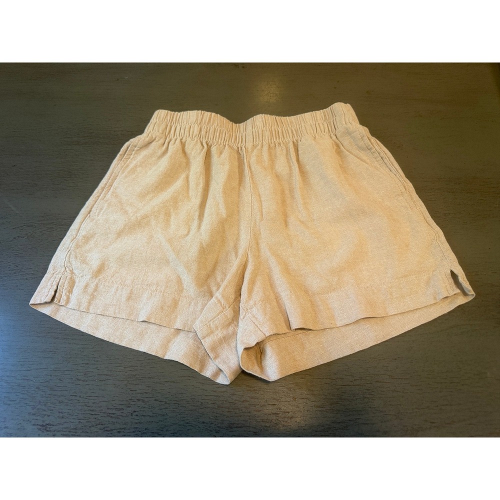 Old Navy XS Oatmeal Beige Linen Blend Comfort Waistband Shorts Relaxed Fit